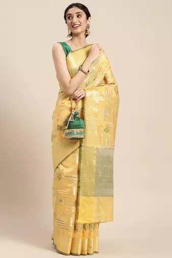 Gold woven tissue saree with blouse
