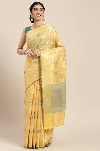 Gold woven tissue saree with blouse