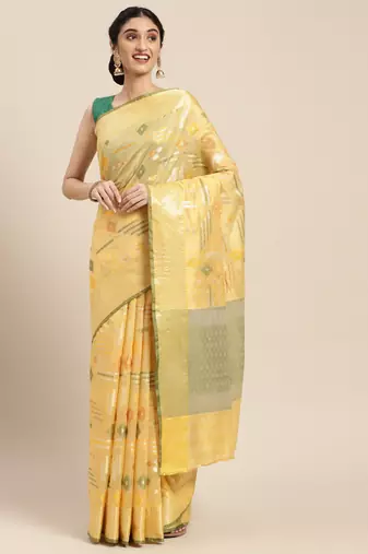 Gold woven tissue saree with blouse
