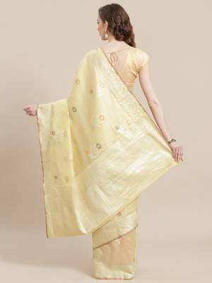 Beige woven pure cotton saree with blouse 2