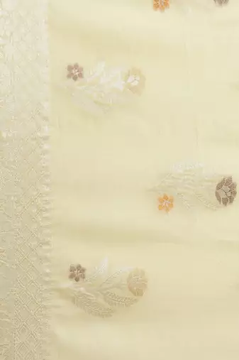 Beige woven pure cotton saree with blouse