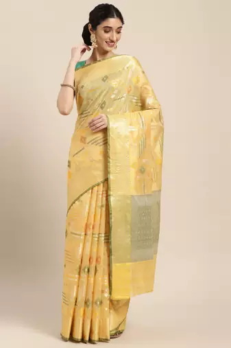 Gold woven tissue saree with blouse