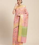 Pink woven tissue saree with blouse