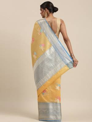 Gold woven tissue saree with blouse 2