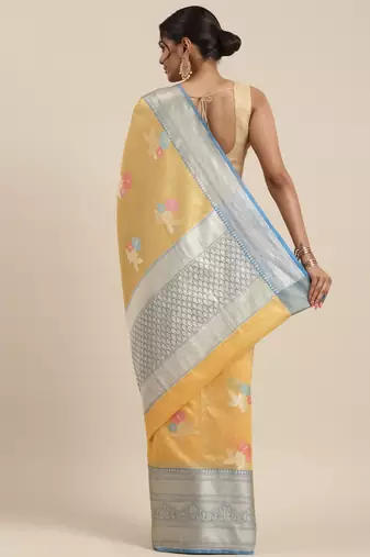 Gold woven tissue saree with blouse