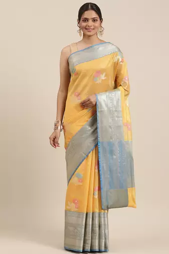 Gold woven tissue saree with blouse