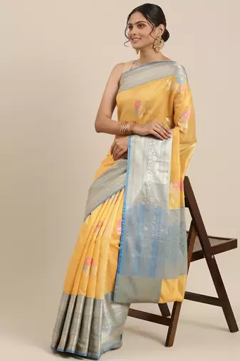 Gold woven tissue saree with blouse