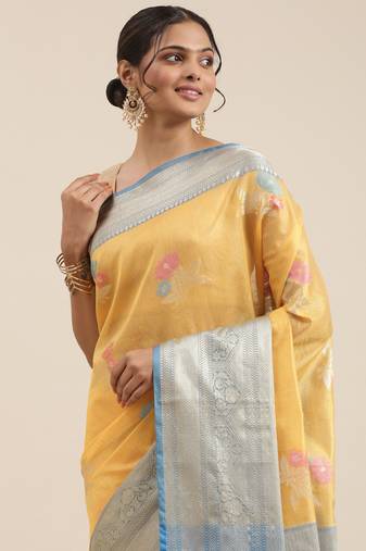 Gold woven tissue saree with blouse