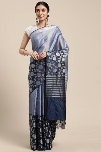 Purple woven tissue saree with blouse