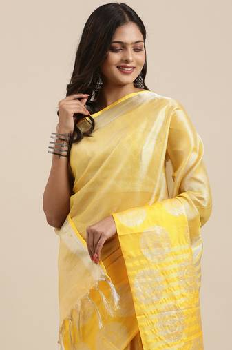 Gold woven tissue saree with blouse