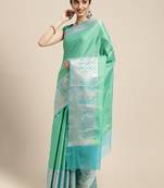 Green woven tissue saree with blouse