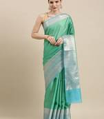 Green woven tissue saree with blouse