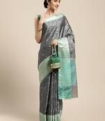 Black woven tissue saree with blouse