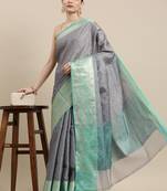 Grey woven tissue saree with blouse