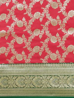 Pink woven tissue saree with blouse 2