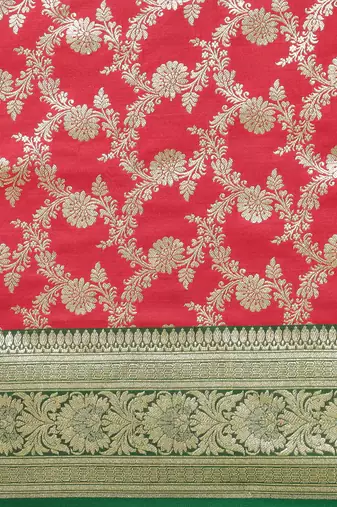 Pink woven tissue saree with blouse