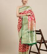 Pink woven tissue saree with blouse