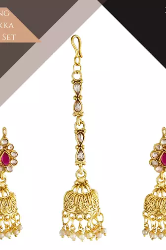 Mansiyaorange matte gold multi colour floral motif long rani haar with mangtikka set for women