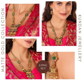 Mansiyaorange matte gold green colour floral motif long rani haar with mangtikka set for women 3
