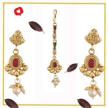 Mansiyaorange matte gold multi colour floral theme choker set  with mangtikka for women 4