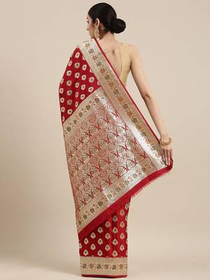 Maroon woven tissue saree with blouse 2