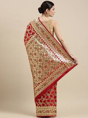 Maroon woven tissue saree with blouse 2