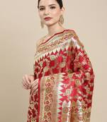 Maroon woven tissue saree with blouse