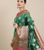 Green woven art silk saree with blouse