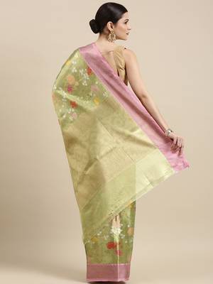 Gold woven tissue saree with blouse 2