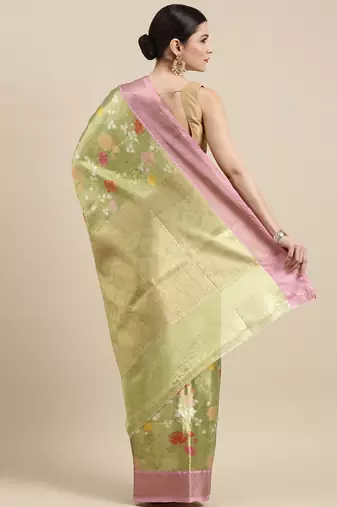 Gold woven tissue saree with blouse
