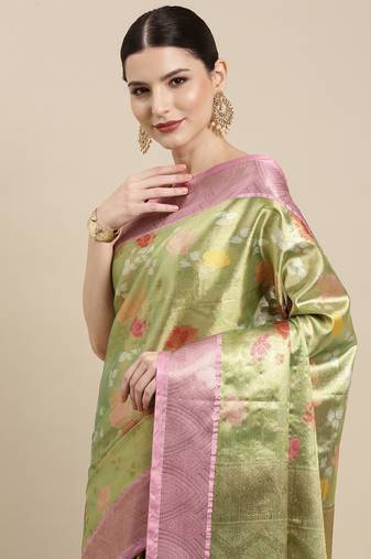 Gold woven tissue saree with blouse