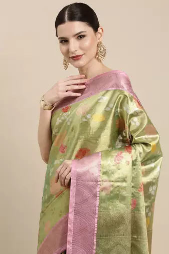Gold woven tissue saree with blouse