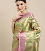 Gold woven tissue saree with blouse