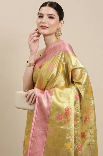 Gold woven tissue saree with blouse