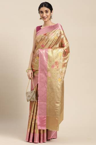 Gold woven tissue saree with blouse