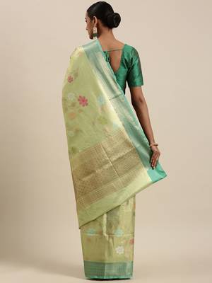 Gold woven tissue saree with blouse 2
