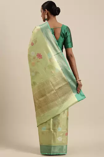 Gold woven tissue saree with blouse