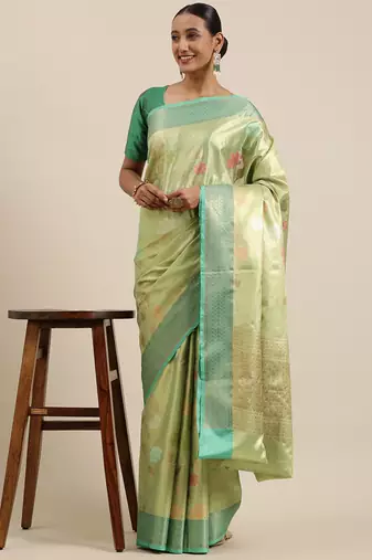 Gold woven tissue saree with blouse