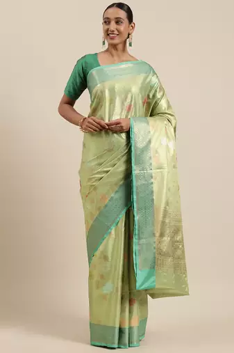 Gold woven tissue saree with blouse