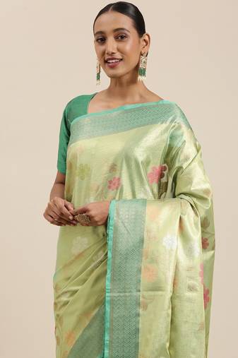 Gold woven tissue saree with blouse