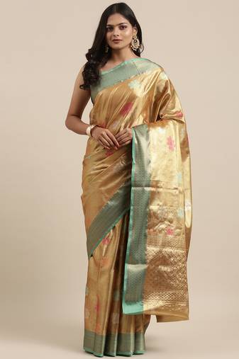 Gold woven tissue saree with blouse