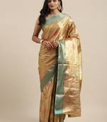 Gold woven tissue saree with blouse