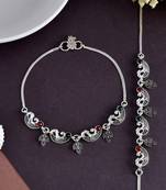 Set of 2 silver plated handcrafted anklet for women
