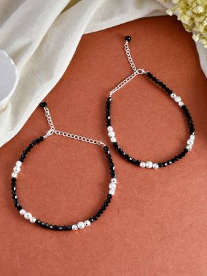 Black faceted beads western anklet 1