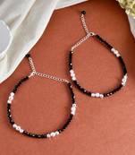 Black faceted beads western anklet