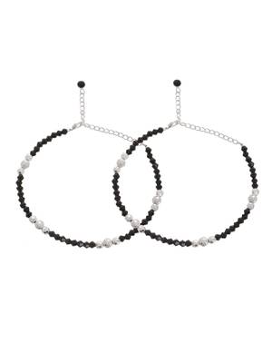 Black faceted beads western anklet 3