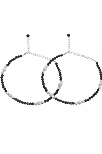 Black faceted beads western anklet