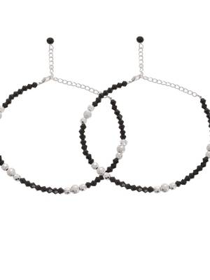 Black faceted beads western anklet 4