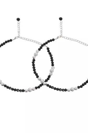 Black faceted beads western anklet