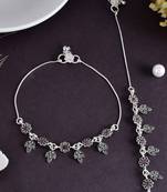 Set of 2 silver plated handcrafted anklet for women
